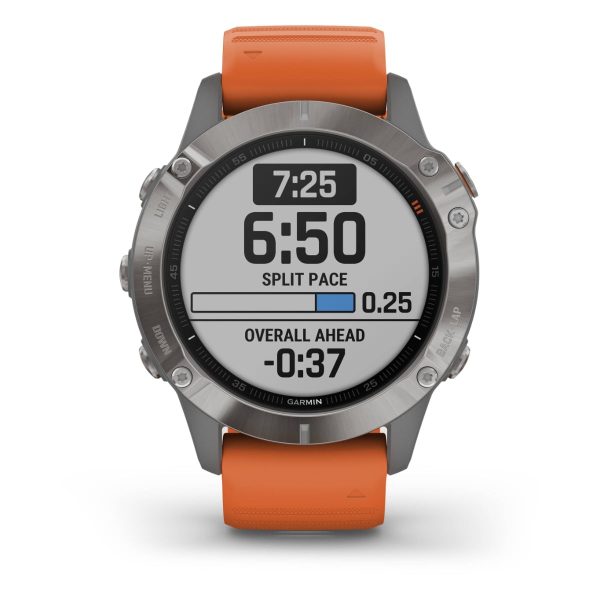 Garmin Fenix 6 - Pro Sapphire Edition (Titanium with Ember Orange Band)