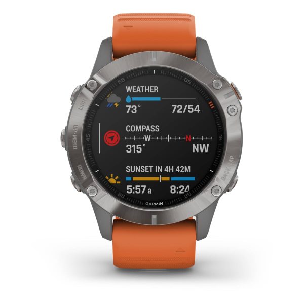 Garmin Fenix 6 - Pro Sapphire Edition (Titanium with Ember Orange Band)