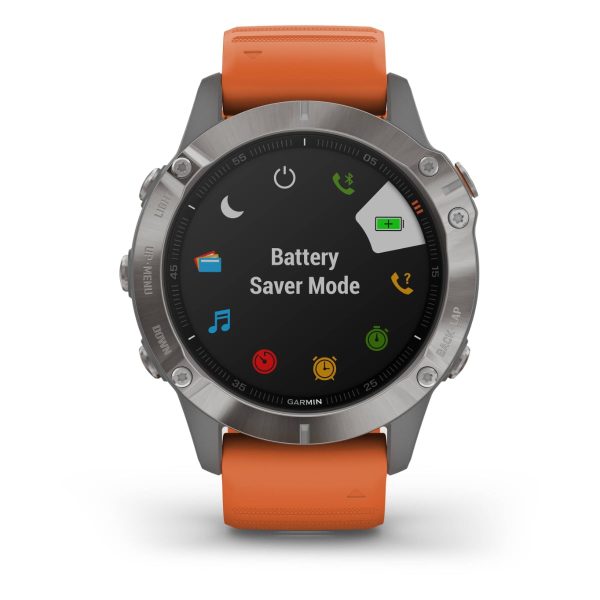 Garmin Fenix 6 - Pro Sapphire Edition (Titanium with Ember Orange Band)