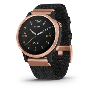 Garmin Fenix 6S - Pro Sapphire Edition (Rose Gold-Tone with Heathered Black Nylon Band)