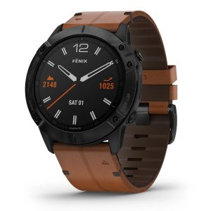 Garmin Fenix 6X - Pro Sapphire Edition (Black DLC with Chestnut Leather Band)