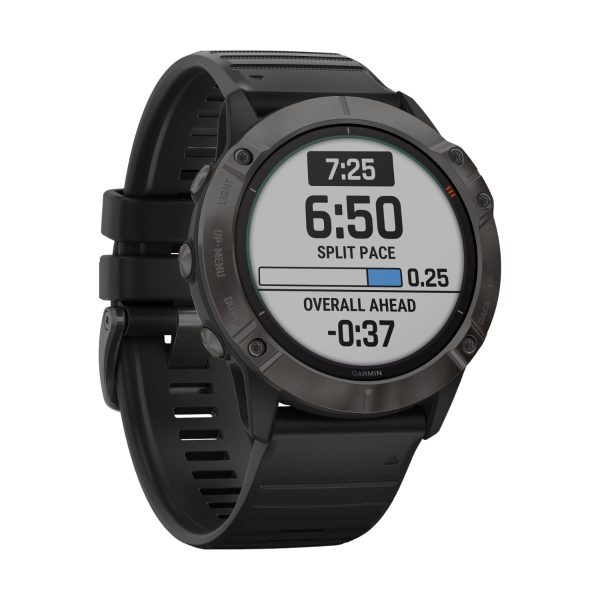 Garmin Fenix 6X - Pro Solar Edition (Titanium Carbon Gray DLC with Black Band)