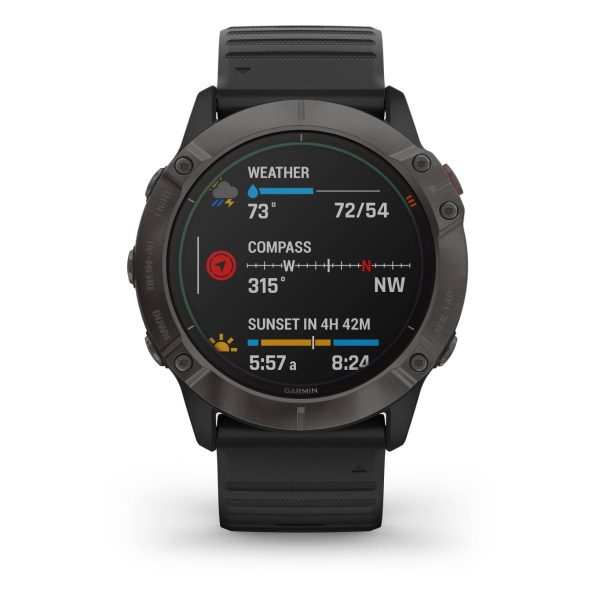 Garmin Fenix 6X - Pro Solar Edition (Titanium Carbon Gray DLC with Black Band)