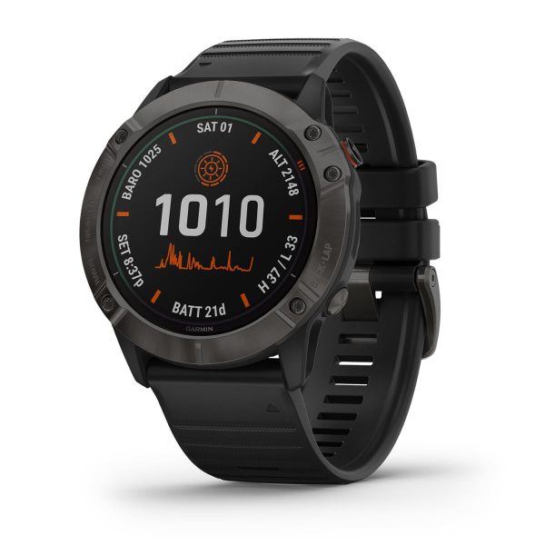 Garmin Fenix 6X - Pro Solar Edition (Titanium Carbon Gray DLC with Black Band)