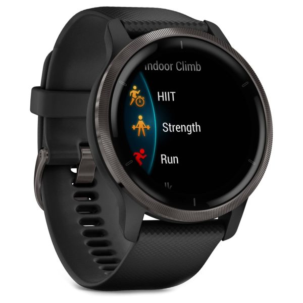 Garmin Venu 2 (Slate Stainless Steel Bezel with Black Case and Silicone Band)