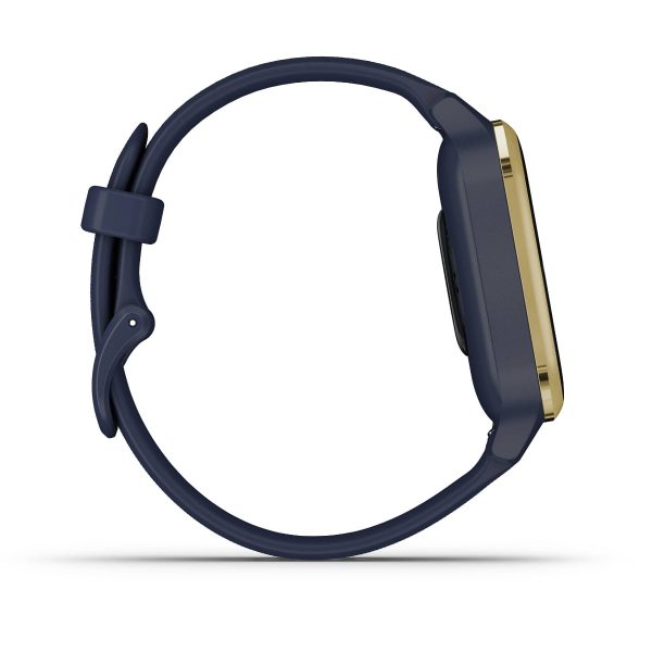 Garmin Venu Sq – Music Edition (Light Gold Aluminum Bezel with Navy Case and Silicone Band)