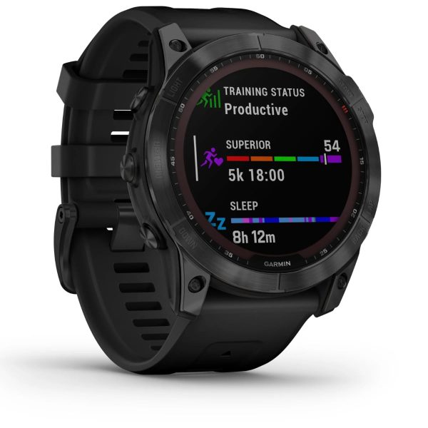 Garmin Fenix 7X – Sapphire Solar Edition (Black DLC Titanium with Black Band)