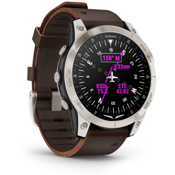 Garmin D2 Mach 1 (Aviator Smartwatch with Oxford Brown Leather Band)