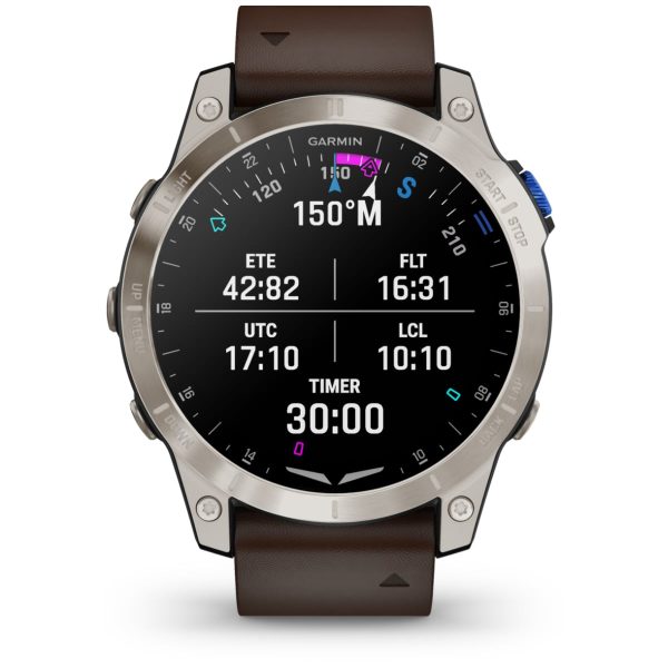 Garmin D2 Mach 1 (Aviator Smartwatch with Oxford Brown Leather Band)