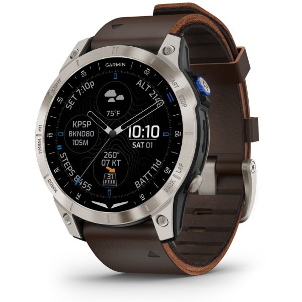 Garmin D2 Mach 1 (Aviator Smartwatch with Oxford Brown Leather Band)