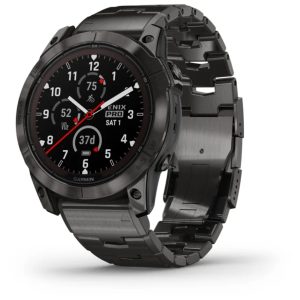 Garmin Fenix 7X Pro – Sapphire Solar Edition (Carbon Gray DLC Titanium with Vented Titanium Bracelet)